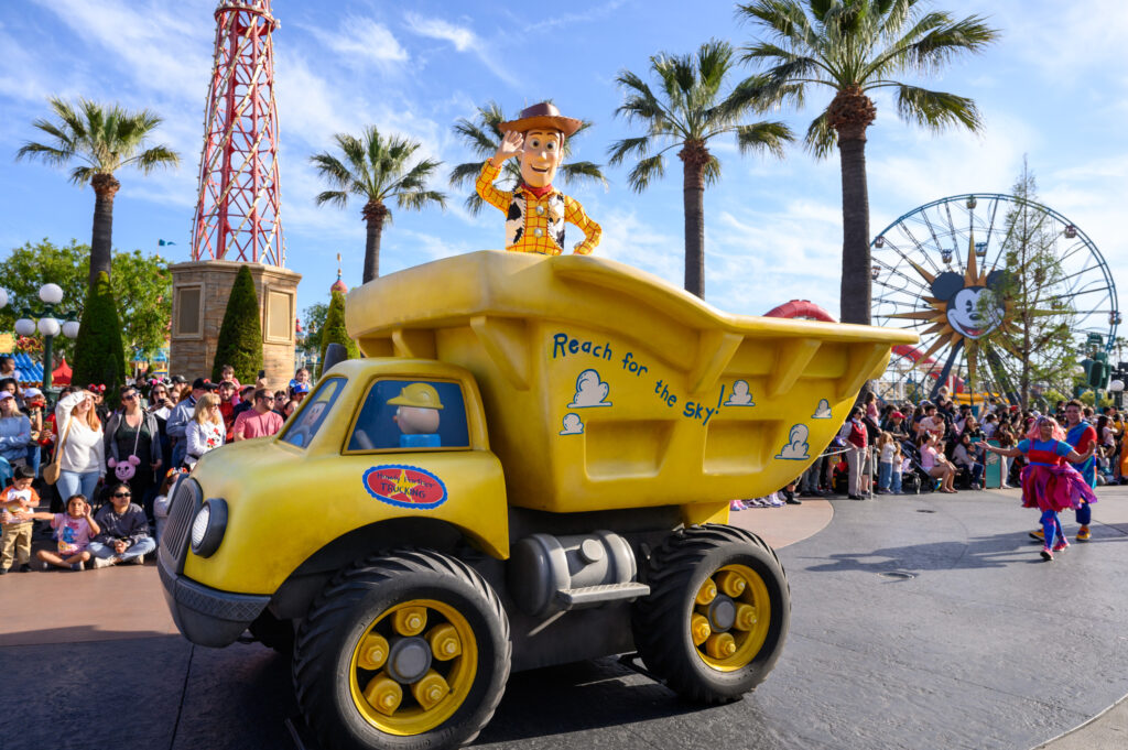 In the new “Better Together: A Pixar Pals Celebration!” parade, dynamic and colorful floats makes their way through Disney California Adventure Park in Anaheim, Calif., during Pixar Fest from April 26-Aug. 4, 2024. The parade features high-energy dancing and appearances by more than two dozen Pixar characters, including Woody from “Toy Story” in the grand finale. (Michael Owen Baker/Disneyland Resort)