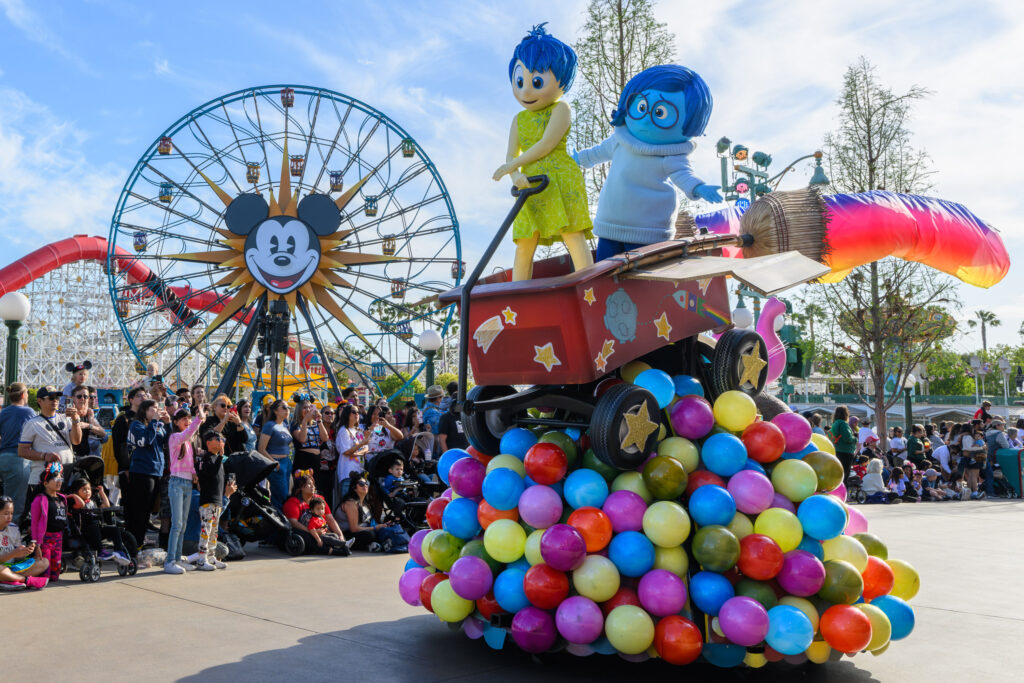 In the new “Better Together: A Pixar Pals Celebration!” parade, dynamic and colorful floats make their way through Disney California Adventure Park in Anaheim, Calif., during Pixar Fest from April 26-Aug. 4, 2024. The parade features high-energy dancing and appearances by more than two dozen Pixar characters, including Pixar friends from Disney and Pixar’s “Inside Out.” (Richard Harbaugh/Disneyland Resort)