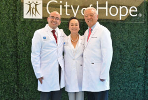 DUARTE, CALIFORNIA - SEPTEMBER 12: (L-R) Dr. Richard Lee, Peggy and Andrew Cherng, co-founders, Panda Express, attend the unveiling of the Cherng Family Center for Integrative Oncology at City of Hope Comprehensive Cancer Center - Duarte on September 12, 2023 in Duarte, California. (Photo by Lester Cohen/Getty Images for City of Hope)